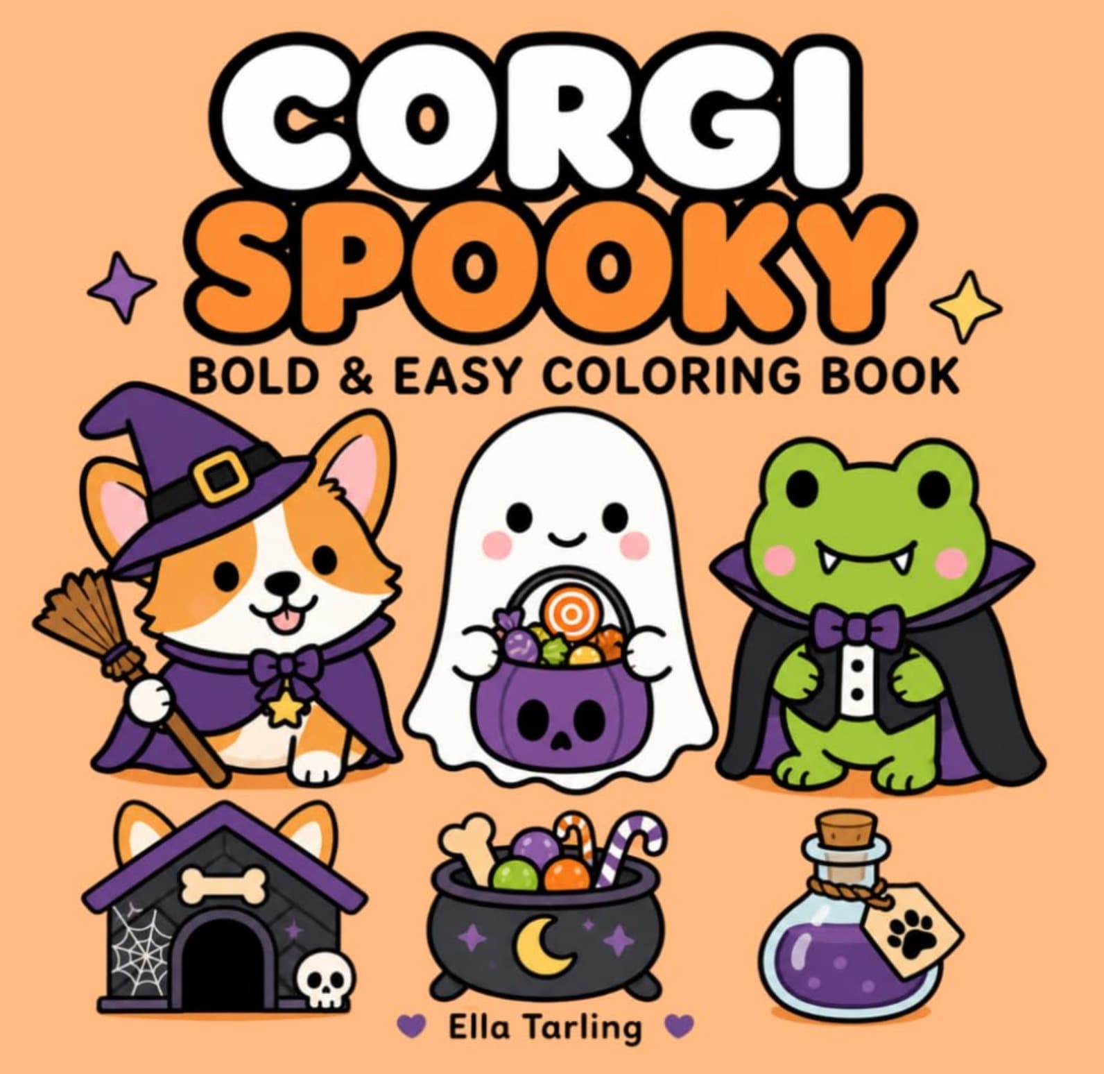 Corgi Spooky Bold & Easy Coloring Book